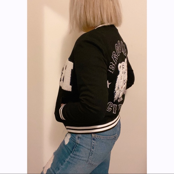 Black & White Letterman Tiger Jacket Sporty Stripe - Picture 3 of 8